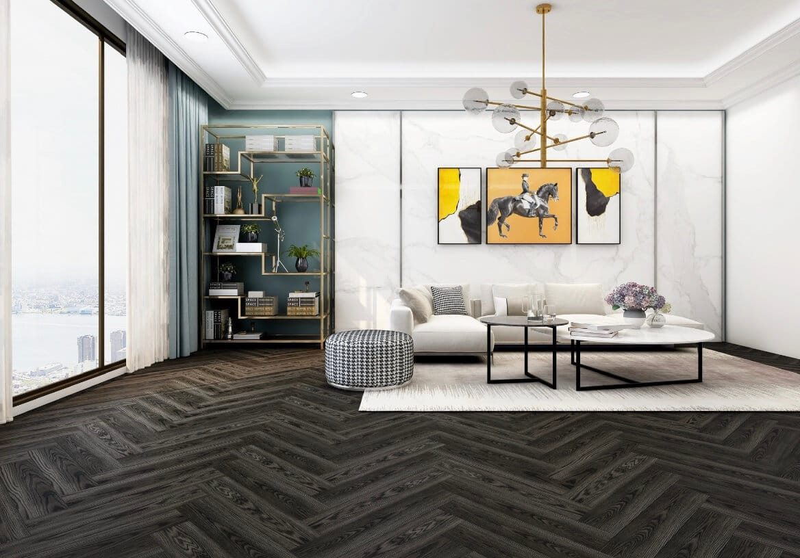 Allora Herringbone Range - Composite Flooring - Empire Grey - Built In Underlay - Image 2