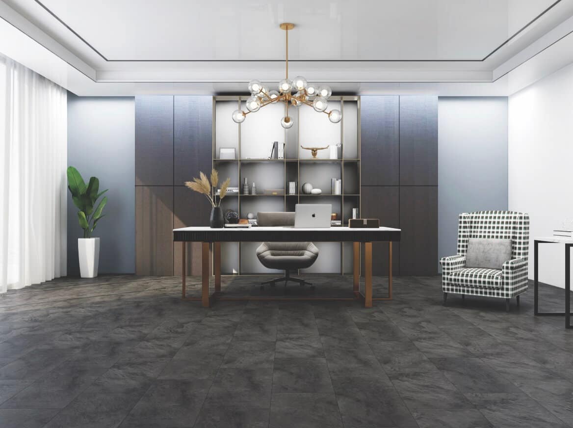 Allora Range - Composite Vinyl Floor Tiles  - Dark Slate - Next Day Delivery - Scratch Resistant - Image 3