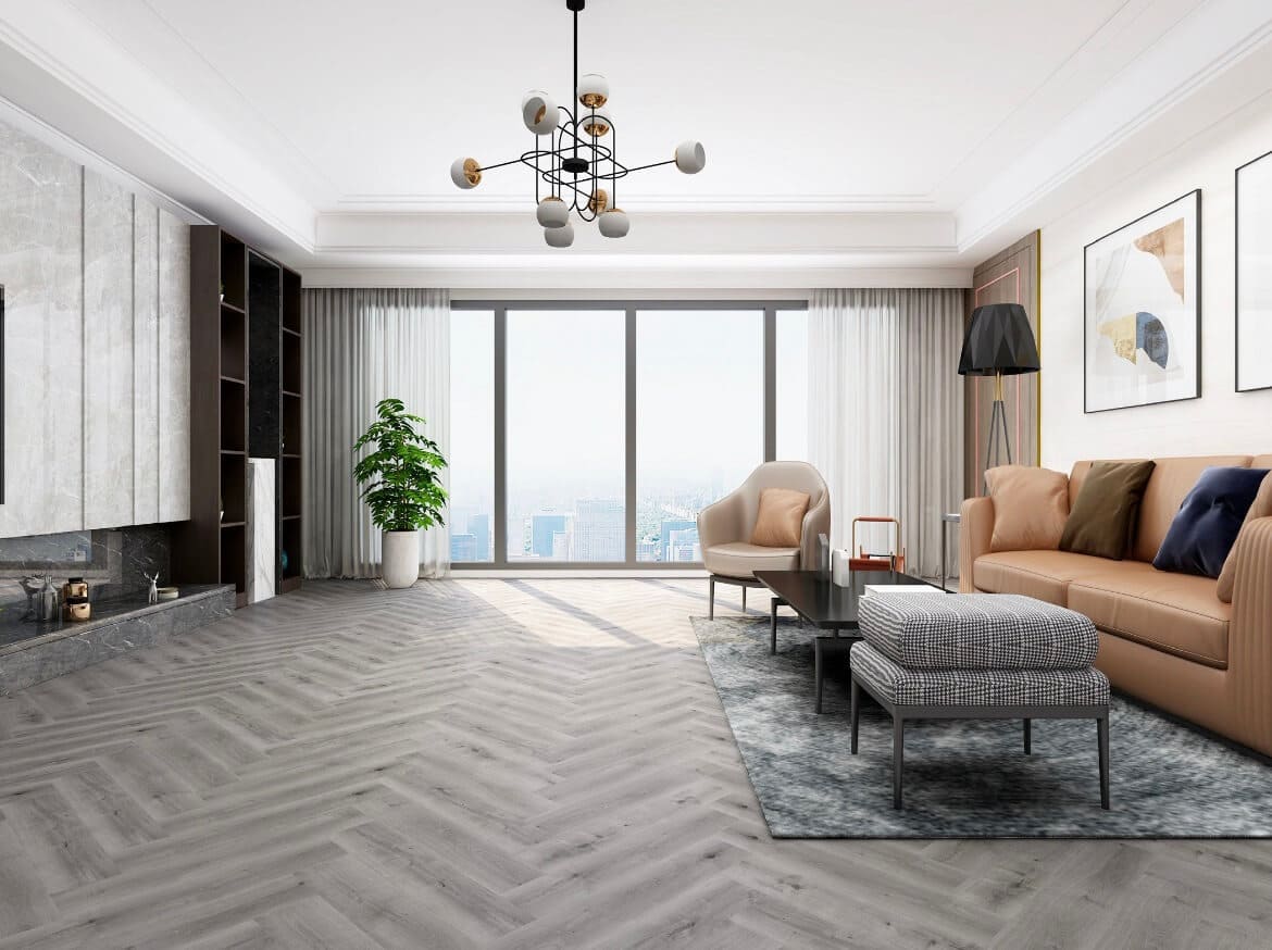 Allora Herringbone Range - Composite Flooring - Oxford Grey - Built In Underlay - Image 2