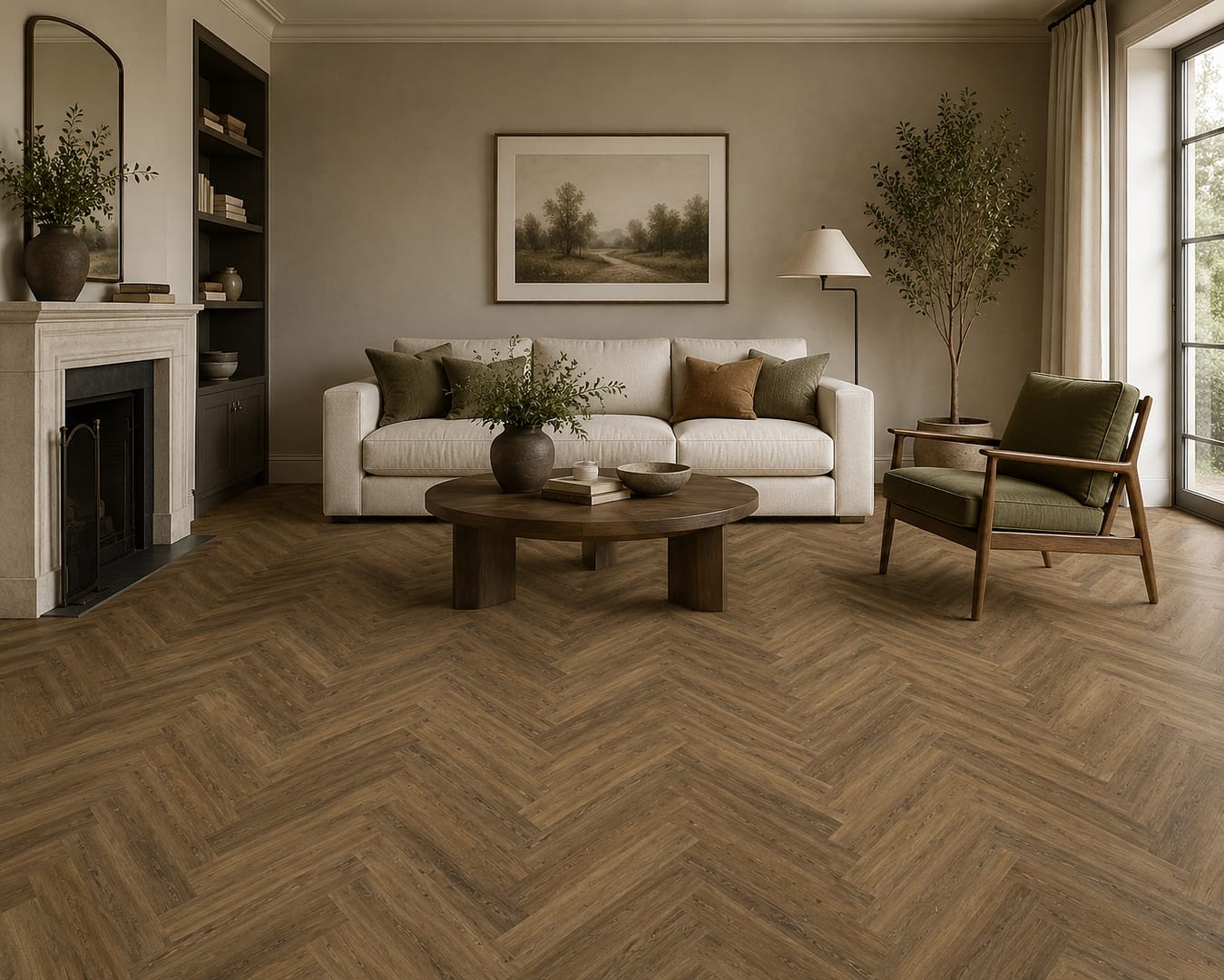 Elevate Click - Herringbone - SPC (Click LVT) Flooring - Pecan - Image 2