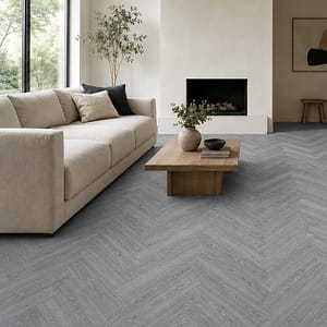 Endurance Pro - Herringbone - LVT Flooring - Medium Grey - Suitable for Underfloor Heating