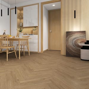 Endurance Pro - Herringbone - LVT Flooring - Medium Oak - Suitable for Underfloor Heating