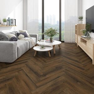 Allora Herringbone Range - Composite Flooring - Woodland Oak - Built In Underlay