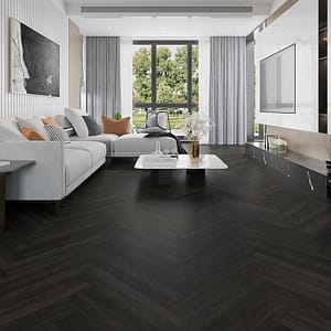 Alva Parquet - Herringbone - LVT Flooring - Antiqua Charcoal Oak - Suitable for Underfloor Heating