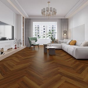 Alva Parquet - Herringbone - LVT Flooring - Cherokee Oak - Suitable for Underfloor Heating