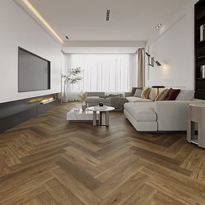 Alva Parquet - Herringbone - LVT Flooring - English Oak - Suitable for Underfloor Heating