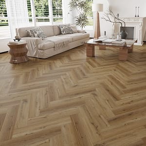 Alva Parquet - Herringbone - LVT Flooring - Antique Oak  - Suitable for Underfloor Heating