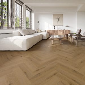 Alva Parquet - Herringbone - LVT Flooring - Harvest Oak - Suitable for Underfloor Heating