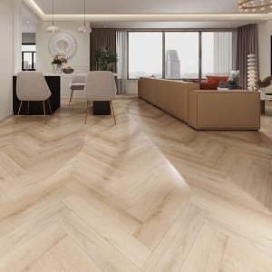 Alva Parquet - Herringbone - LVT Flooring - Hazelnut Brown - Suitable for Underfloor Heating