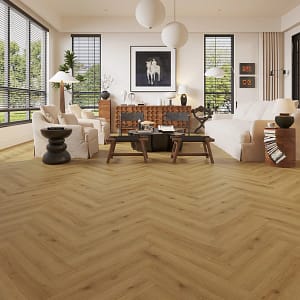 Alva Parquet - Herringbone - LVT Flooring - Royal Oak - Suitable for Underfloor Heating