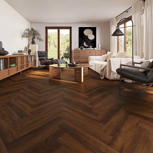 Alva Parquet - Herringbone - LVT Flooring - Walnut Oak  - Suitable for Underfloor Heating