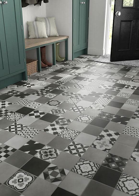 Malmo Kuvio - Grey - Stick Down LVT Tile - 25 Year Warranty