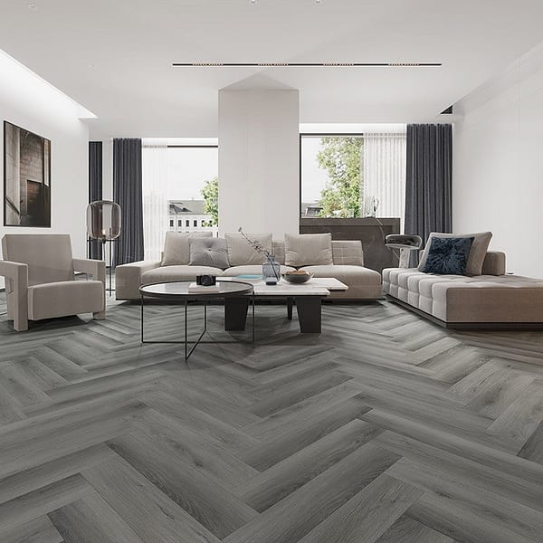 Alva Parquet - Herringbone - LVT Flooring - Yosemite Dark Oak  - Suitable for Underfloor Heating