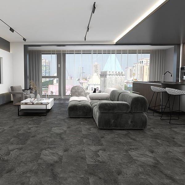 Alva Stones - Tile - LVT Flooring - Dark Slate - Suitable for Underfloor Heating