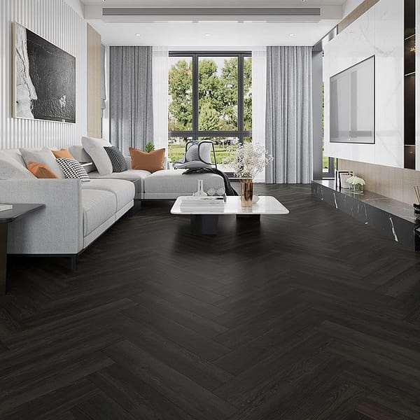 Alva Parquet Herringbone LVT Flooring Antiqua Charcoal Oak