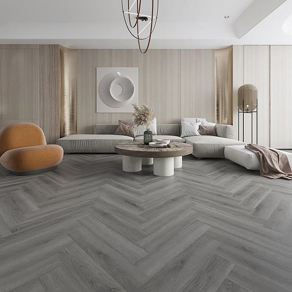 Alva Parquet Herringbone LVT Flooring Millennium Oak Suitable