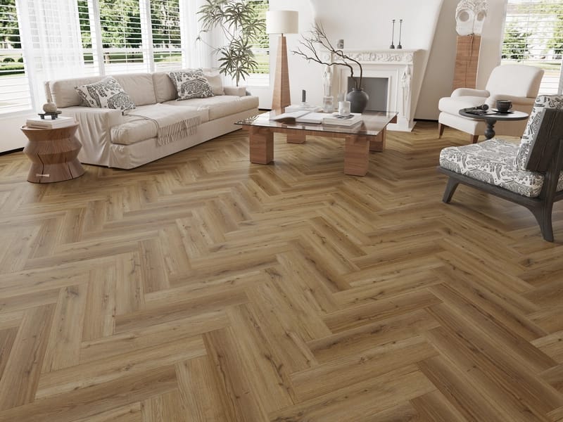 Alva Parquet - Herringbone - LVT Flooring - Antique Oak  - Suitable for Underfloor Heating
