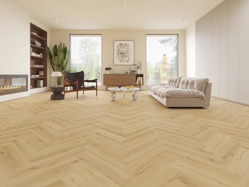Alva Parquet - Herringbone - LVT Flooring - Elm Oak - Suitable for Underfloor Heating
