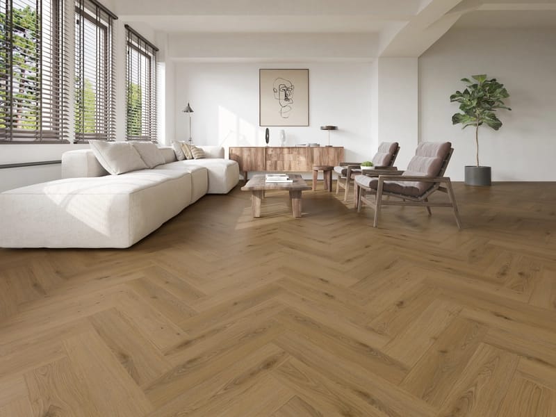 Alva Parquet - Herringbone - LVT Flooring - Harvest Oak - Suitable for Underfloor Heating