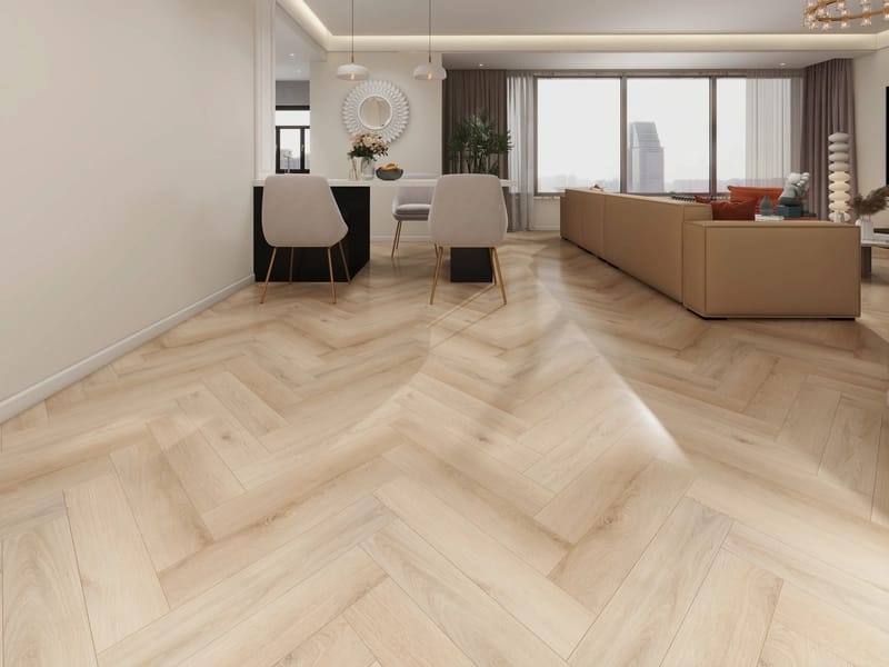 Alva Parquet SPC- Herringbone - LVT Flooring - Hazelnut Brown - Suitable for Underfloor Heating