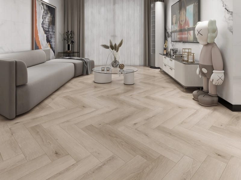 Alva Parquet - Herringbone - LVT Flooring - Victoria Oak - Suitable for Underfloor Heating