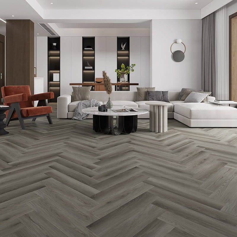 Alva Parquet - Herringbone - LVT Flooring - Nebraska Wild Oak - Suitable for Underfloor Heating