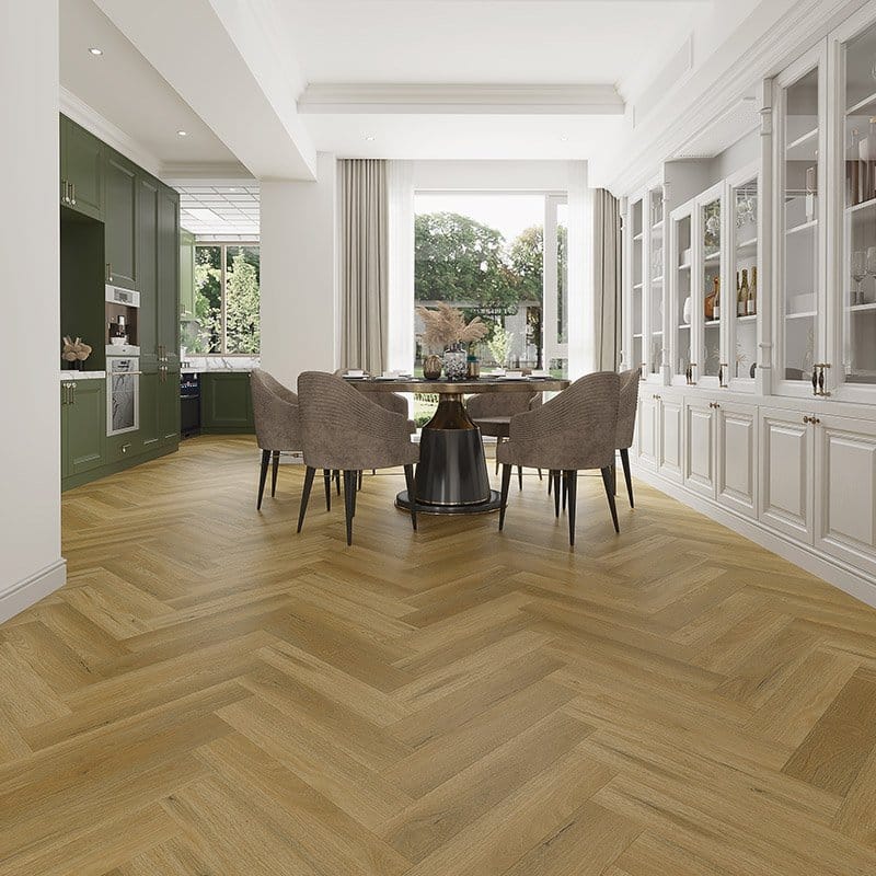 Alva Parquet - Herringbone - LVT Flooring - Natural Oak - Suitable for Underfloor Heating