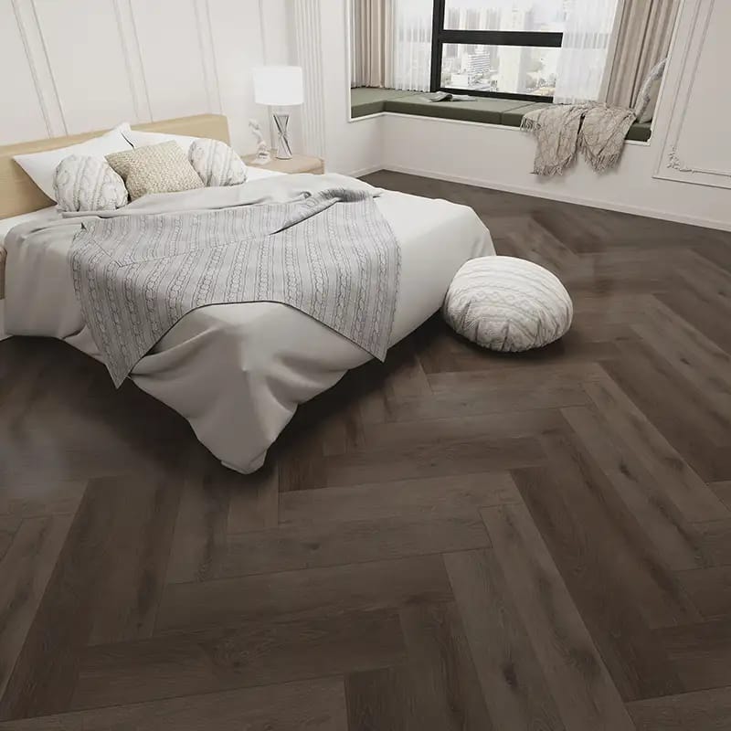 Alva Parquet SPC - Herringbone - LVT Flooring - Artic Oak - Suitable for Underfloor Heating