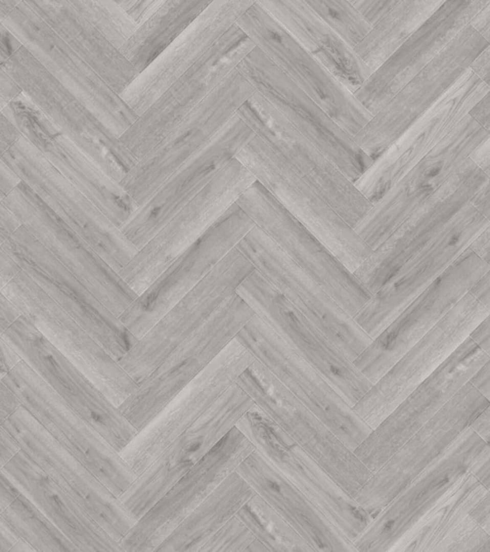 Allora Herringbone Range - Composite Flooring - Chateau Grey - Built In Underlay