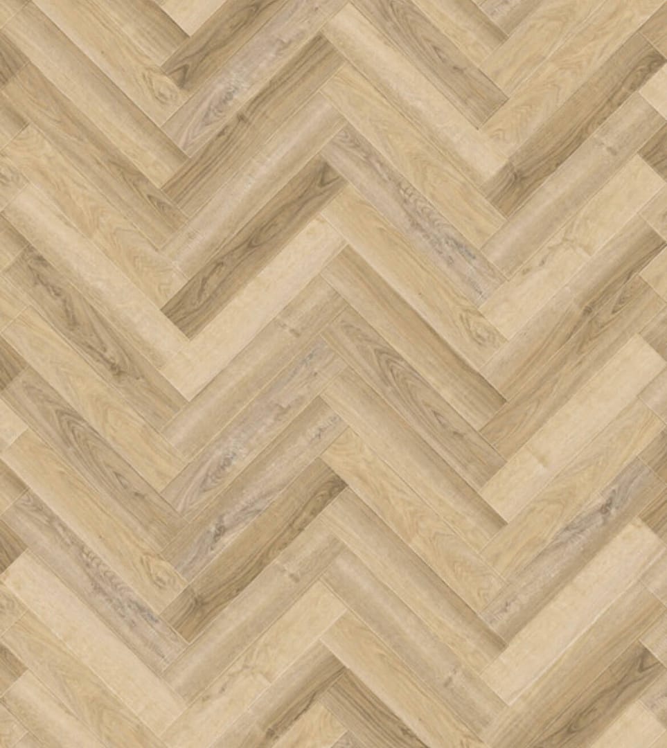 Allora Herringbone Range - Composite Flooring - Barley Oak - Built In Underlay