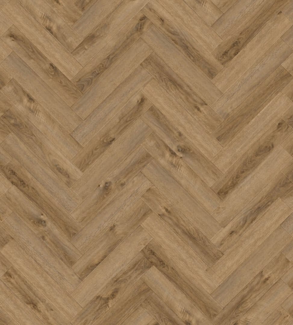 Allora Herringbone Range - Composite Flooring - Rustic Oak - Built In Underlay