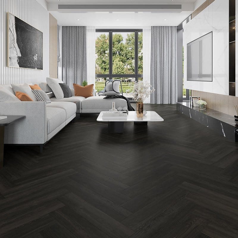 Alva Parquet Herringbone LVT Flooring Antiqua Charcoal Oak