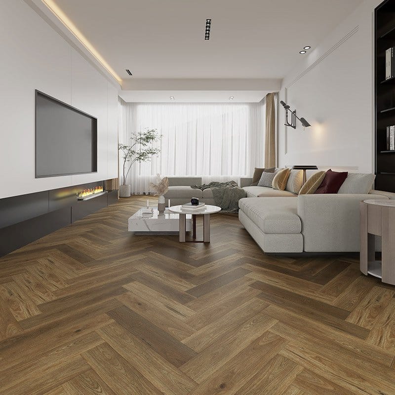 Alva Parquet Herringbone LVT Flooring English Oak Suitable for