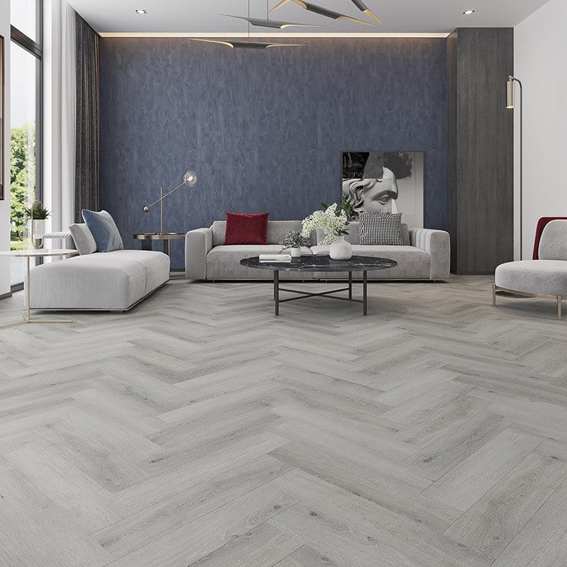 Alva Parquet Herringbone LVT Flooring Havana Grey Oak Suitable