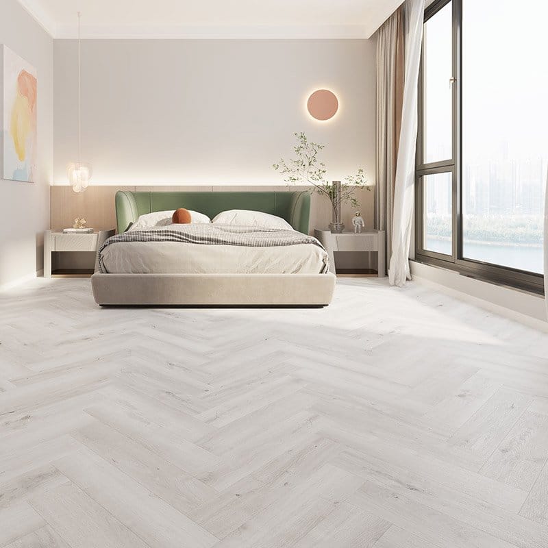 Alva Parquet Herringbone LVT Flooring Pewter Light Oak Suitable